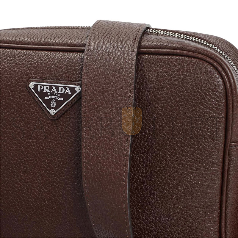 PRADA TRIANGLE LOGO LEATHER SHOULDER BAG 2VH189 (25*18*7.5cm)